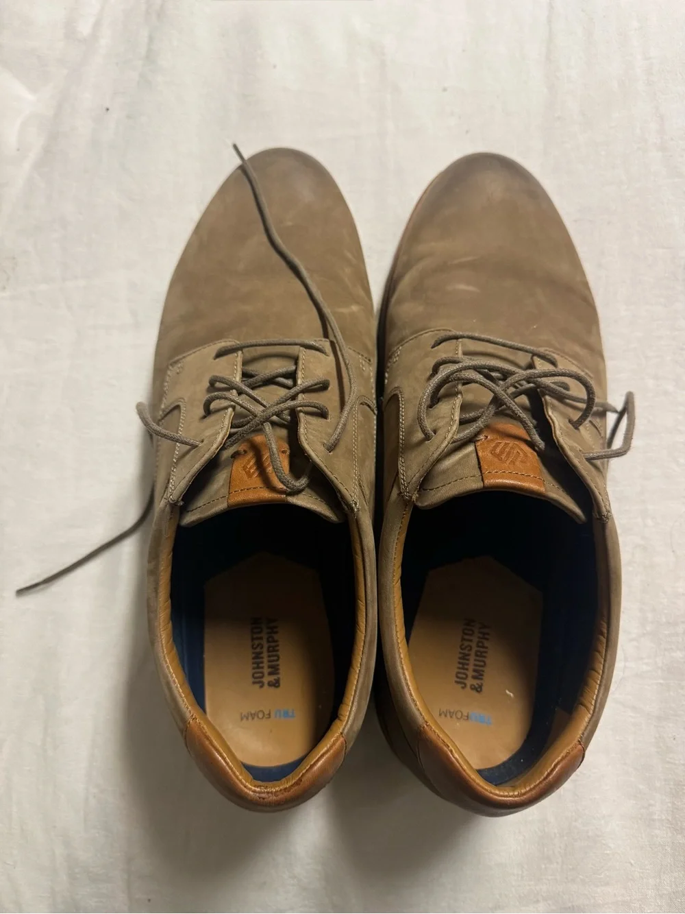 Johnston & Murphy Taupe Brown Leather Derby Shoes